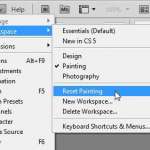 how to reset a workspace panel layout in photoshop cs5