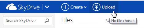 click the skydrive upload button