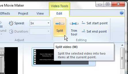 how to split a clip in windows live movie maker