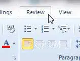 word 2010 review tab