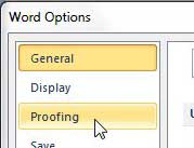 word 2010 proofing tab