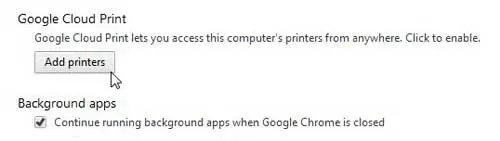 how to enable google chrome cloud print