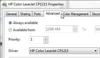 cp1215 properties menu, advanced tab