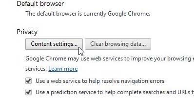 chrome privacy content settings button
