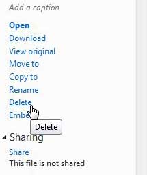 how to delete pictures from Skydrive