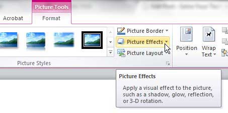 how to add a drop shadow to a picture in word 2010