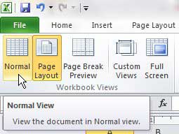 cómo salir de la vista de encabezado y pie de página en Excel 2010