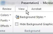 the powerpoint 2010 view menu