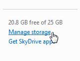 manage skydrive storage space