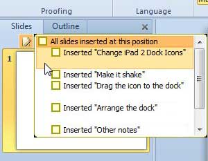 Select the PowerPoint slides to insert