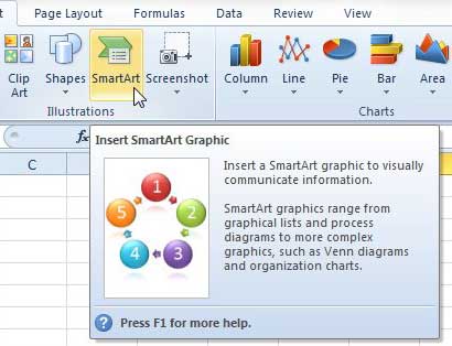 Enter SmartArt Excel 2010