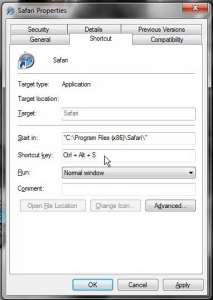 launch a windows 7 program with a keyboard shortcut