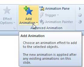 open the add animations menu