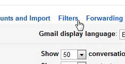 gmail filters menu