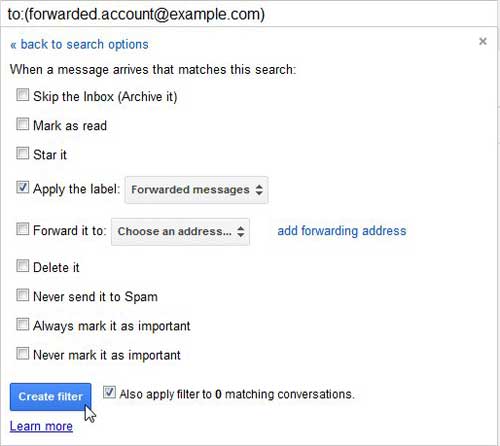 how to automatically move forwarded messages in gmail