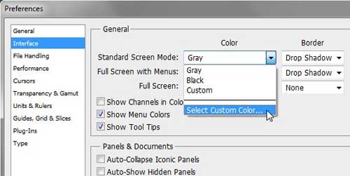 change the photoshop cs5 background screen color