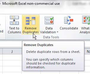 how to remove duplicates in excel 2010