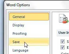 save options on word options menu