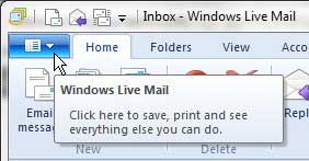 windows live mail tab