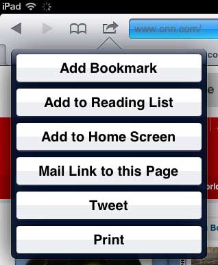 how to create a bookmark in safari on the ipad