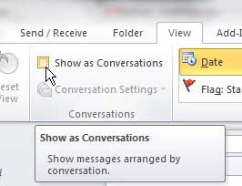 how to group messages by conversation in outlook 2010