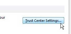 outlook 2010 trust center settings button