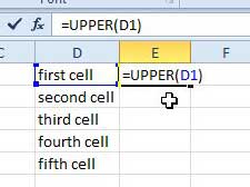 cómo hacer todo el texto en mayúsculas en Excel 2010