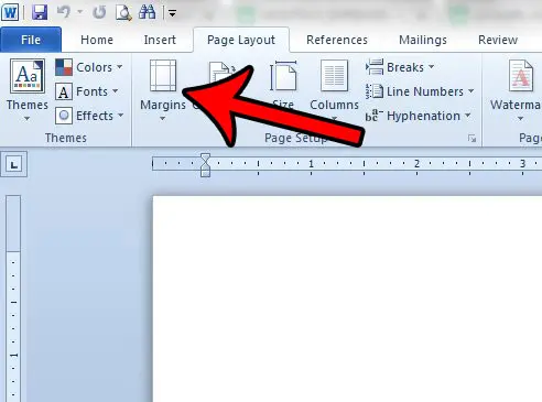 change the page margins in a word document