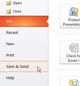 powerpoint 2010 save and send