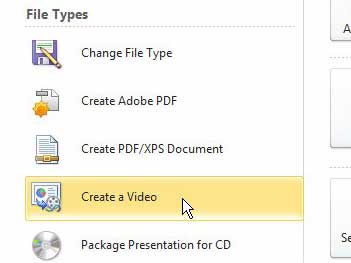 powerpoint 2010 create a video