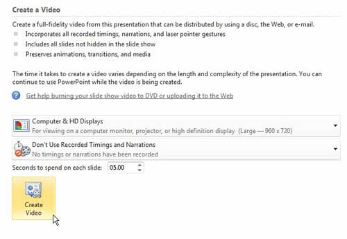 create a video from a powerpoint 2010 slideshow