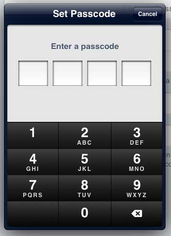 setting a password to unlock ipad