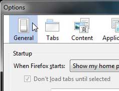 firefox options general tab