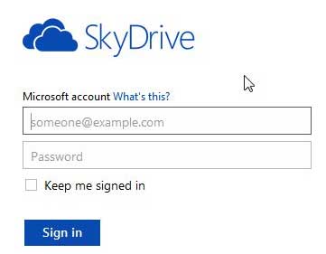 sign into skydrive