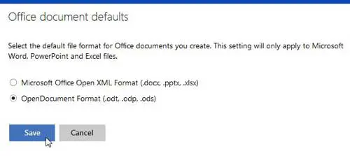 change defauly skydrive document type