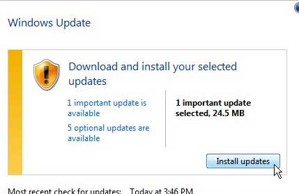 click the install updates button