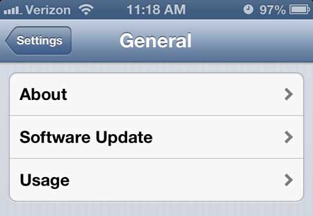 iphone 5 usage menu