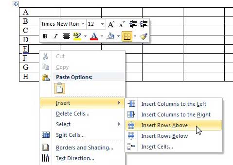 Analyst slave muscle How to Add a Row to a Table in Word 2010 - Solve Your Tech