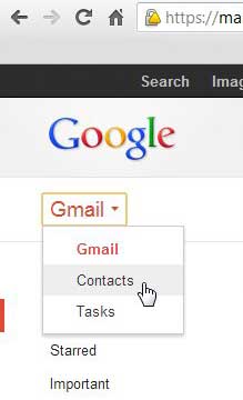 open google account contacts menu