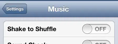 turn off shake to shuffle on the iphone 5