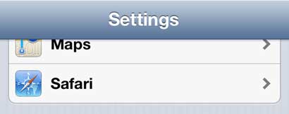 safari menu from iphone 5 settings
