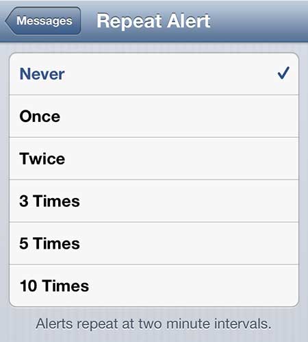 How to turn off repeat message alerts on iphone 5