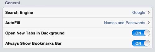 how to show bookmarks bar in Safari on iPad