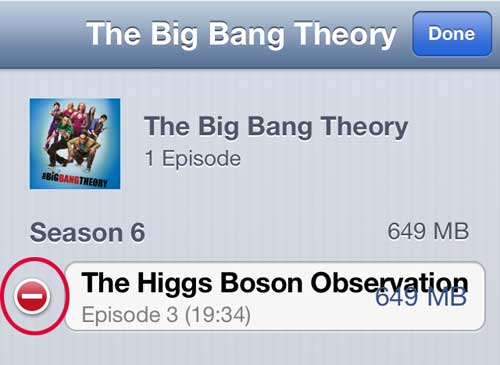Tap the red button to the left of the episode name