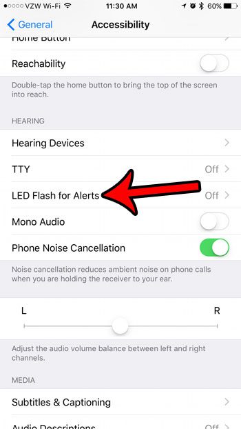 how to turn on led flash for alerts