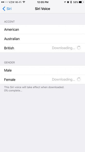 how to change the siri voice on an iphone