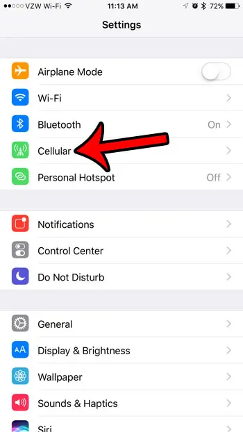 turn off cellular data on an iphone