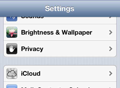 tap the iCloud option