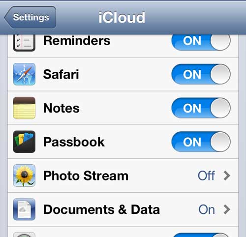 open iPhone Photo Stream menu