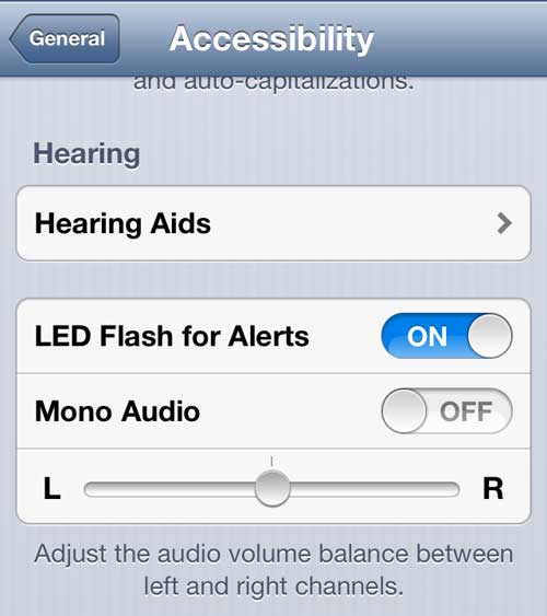 touch the LED flash for alerts button